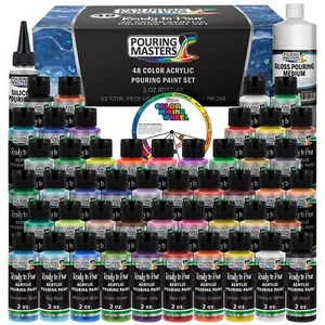 48 Color Ready to Pour Acrylic Pouring Paint Set Pre-Mixed High Flow 2oz Bottles - Picture 1 of 5