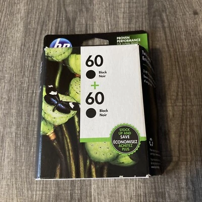 Genuine HP 60 (CZ071FN) Black Twin Pack Ink Cartridges EXP. JULY 2020 - Image 1 of 4