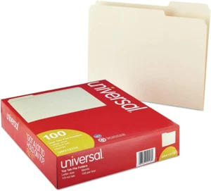 Universal UNV12113EE 1/3-Cut Assorted Top Tab File Folders - Letter Size, Manila - Picture 1 of 12
