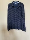 Faherty Brand Men's Indigo Blue Striped Long Sleeve Polo Shirt Size Xl