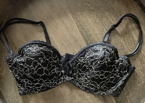 Sujetador Victorias Secret Vintage 36B Negro Encaje Etiqueta Dorada Hecho en EE. UU. Años 80 - Imagen 1 de 13