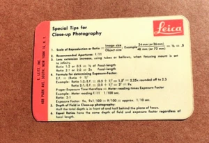 Leica, spezielle Spitzen für Nahaufnahmen Fotokarte, Original! um 1968-70 #518 - Bild 1 von 2