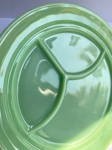 Vintage Fire King Jadeit Grillplatte grün Glas geteilt 3-teilig - Bild 1 von 6