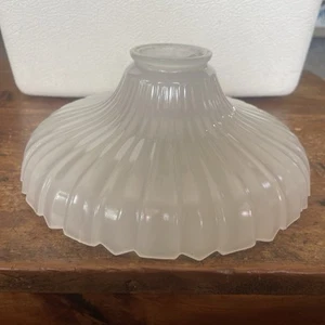 Vintage Opalescent Ribbed Milk Glass Pendant Light Shade Antique Opaline Bell~9" - Picture 1 of 16