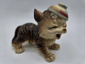 Vintage Josef Originals Ceramic Cat with Bowl of Milk on Head Figurine - Picture 1 of 7