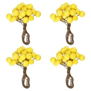 40 piezas bayas de acebo artificiales de 10 mm con tallos de alambre amarillo - Imagen 1 de 5
