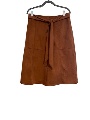 Shinestar Mujer L Marrón Imitación Gamuza Línea A Falda Corbata Cintura Oficina Foto 1 de 4