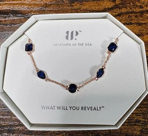 Bomb Party Lab Created Blue Sapphire “Forever Necklace” Rose Gold Plating 18” - Picture 1 of 7