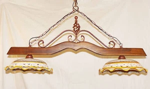 LAMPADARIO RUSTICO ART.220 FERRO BATTUTO LEGNO CERAMICA DECORATA A MANO ANTICO - Imagen 1 de 11