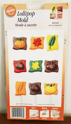 Molde de caramelo de piruleta Wilton "COSECHA" hoja de calabaza bellota plástico 2115-3056 NUEVO Foto 1 de 2