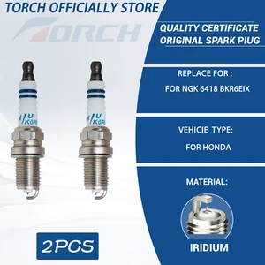 2PK TORCH K6RIU Iridium Spark Plug Replace for NGK # 6418 BKR6EIX for NGK FR6EI - Picture 1 of 10