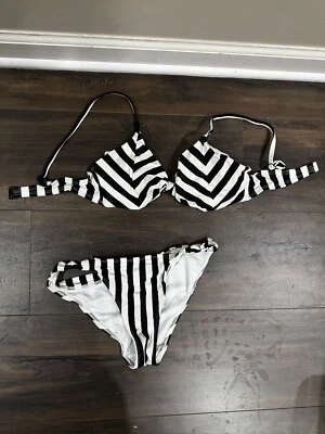 Black and White Striped No Boundaries Bikini -  Medium top, small bottoms - Image 1 of 2