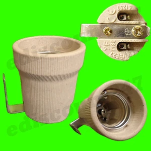 2x Soporte de tornillo de cerámica de alta calidad certificado CE E27 + Soporte de fijación VENDEDOR DEL REINO UNIDO - Imagen 1 de 1