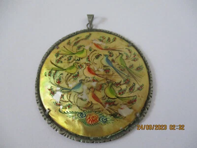 Wunderschöner Antiker Muschelmalerei Anhänger,Asiatisch,Handbemalt - ca.6,5 cm - Bild 1 von 3