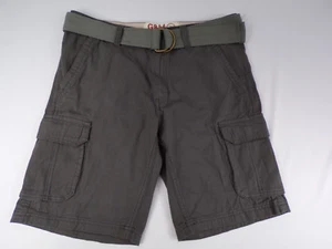 Vintage G&M Cargo Shorts Herren 32 Webgürtel sechs Taschen 100% Baumwolle grau/grün - Bild 1 von 5