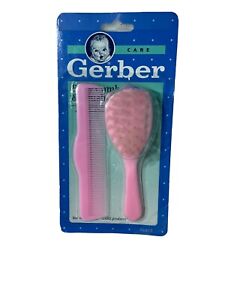 Vintage Gerber Care Baby Brush & Comb Set Nylon Bristles NOS 1991 Pink
