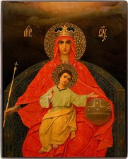  Russian Orthodox Icon. Mother of God "Reigning". Canvas. Hand-made.
