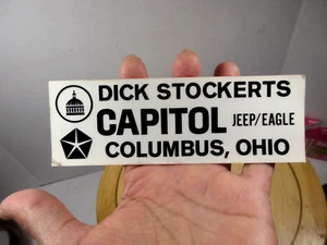 vintage Dick Stockerts Capitol Jeep Eagle Chrysler OH auto car dealership decal - Picture 1 of 4
