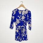 Yumi Kim Size Small Silk Romper Tie Waist Floral Cobalt Blue Revolve Womens