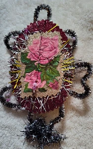 Vintage Victorian Dresden Rose Ornament - Bild 1 von 3