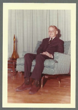 Vintage 1950s Color Photo BOY DRESSED UP IN HIS BEST SUIT SITTING ON BLUE CHAIR