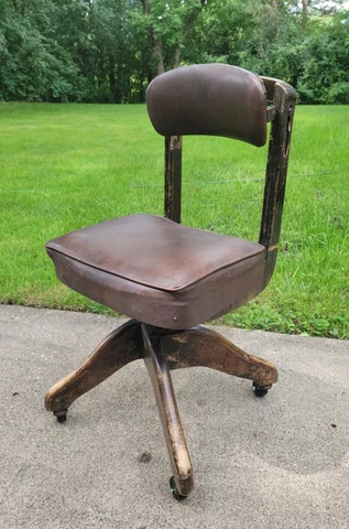 Vintage Domore Do/More Leather Industrial Swivel Adjustable Rolling Desk Chair Cover