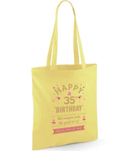 35th Birthday Gift Bag Age 35 Gift Idea Foldable Happy Birthday Present Keepsake - Picture 1 of 18