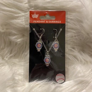 Aminco Women’s Chicago Cubs Pendant and Earrings Set Silver Tone MLB New - Picture 1 of 3