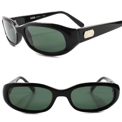 Deadstock 经典正品复古 80 年代 90 年代风格黑色长方形太阳镜 — 第 1/4 张图片