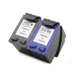 2zestaw 21XL 22XL Wkład atramentowy do HP D1560 F2280 3920 3940 D1360 D1460 D2360 4355 - Zdjęcie 1 z 6