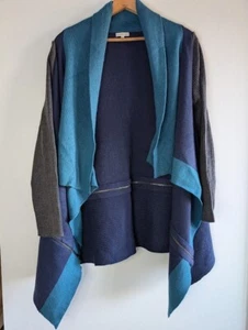 Calvin Klein Jeans Sweater Women's XL Knit Cardigan Waterfall Zipper Boho NEW - Picture 1 of 11