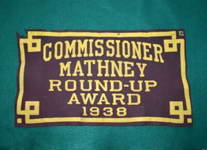 VINTAGE BOY SCOUT FELT BANNER - 1938 - ROUND-UP AWARD - KANSAS CITY COUNCIL - Picture 1 of 4
