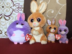 Lot of 4 Retired TY Beanie Boos, Basket Beanies  &  Carrots 5", Nice! - Picture 1 of 3