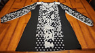 STYLE & CO WOMENS SZ M LONG SLEEVE TUNIC TOP W/ BLING~POLY/SPANDEX~BLK/WHITE~GUC