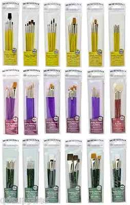 ARTIST PAINT BRUSH SETS OIL WATERCOLOUR & ACRYLIC PAINTING IN ZIP CLOSE POUCHES  - Picture 1 of 17