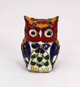 Cloisonne Miniature Owl Multicolored Double Sided Figurine Vintage - Picture 1 of 6