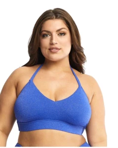 TIME & TRU 3X Plus Size 24W-26W Royal Crew Blue Halter Bralette Bikini TOP NWT - Picture 1 of 4