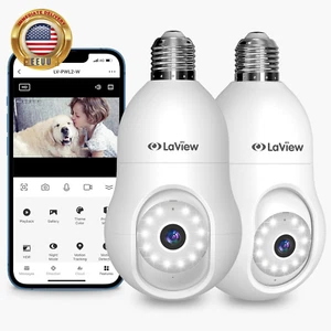 4MP Bulb Security Camera 2.4Ghz,360° 2K Security Cameras Wireless Outdoor Indoor - Picture 1 of 10