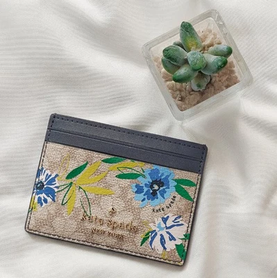 Nuevo Portatarjetas Kate Spade Pala Flor Floral Pequeño Delgado KK914 $89 Foto 1 de 3