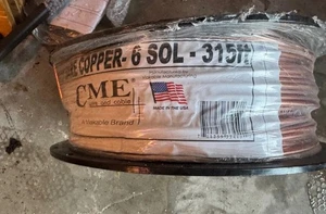 Nuevo #6 AWG sólido suave dibujado cobre desnudo cable de conexión a tierra carrete de 315 pies - Imagen 1 de 1