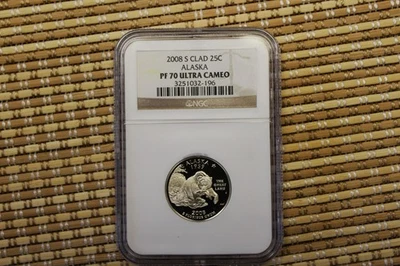 NGC GRADED PF-70 ULTRA CAMEO PROOF  2008-S ALASKA STATE QUARTER - Image 1 of 2