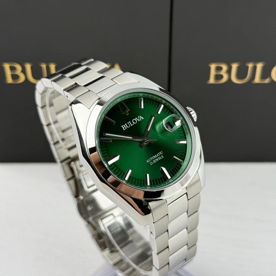 Bulova Men's Surveyor Date Indicator Automatic Silver Watch 39MM 96B429