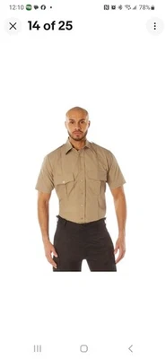 Рубашка Rothco с коротким рукавом униформа официальная обязанность 2 кармана полицейская рабочая рубашка - Изображение 1 из 4