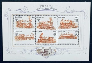 GUYANA TRAIN AROUND THE WORLD BRIEFMARKENBOGEN 1999 POSTFRISCH STEAM TRAIN ATLANTIC #3404 - Bild 1 von 1
