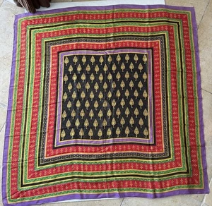 Gold Metallic Threads and Multicolor X- Large Silk Square Womens Scarf 47" x 47" - Picture 1 of 10