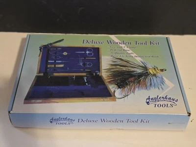 Anglerhaus - Kit de herramientas estándar para atar moscas con caja de madera y libro Foto 1 de 3