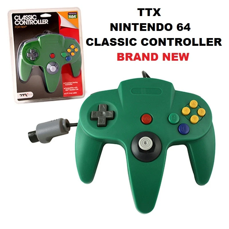 TTX Tech N64 GREEN Classic Controller MODEL : NXN64-935 (849172003798)- [F05* - Image 1 of 1
