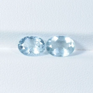 2.20 ct BEST GRADE LIGHT AQUA BLUE / NATURAL AQUAMARINE Gems - Oval Pair Video ! - Picture 1 of 2