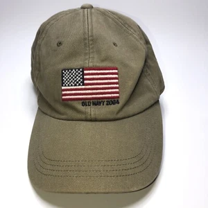Old Navy 2004 Strapback Hat Army Green L/XL Embroidered American Flag - Picture 1 of 7