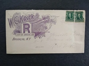 New York: Brooklyn 1906 W.C. Krick Plant Stands Purple Advertising Cover - Picture 1 of 2